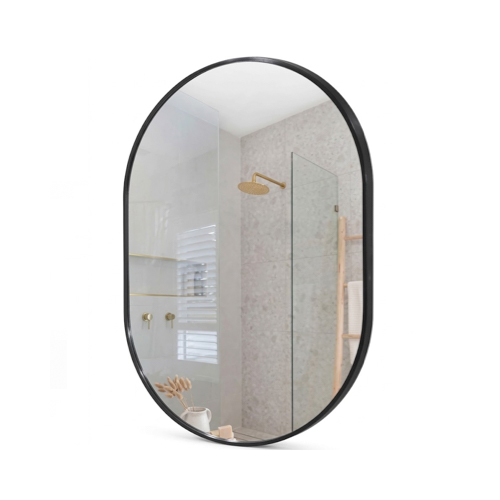 HardwareCity GLC ALUMINIUM FRAME PILL SHAPE MIRROR BLACK 2004A/B